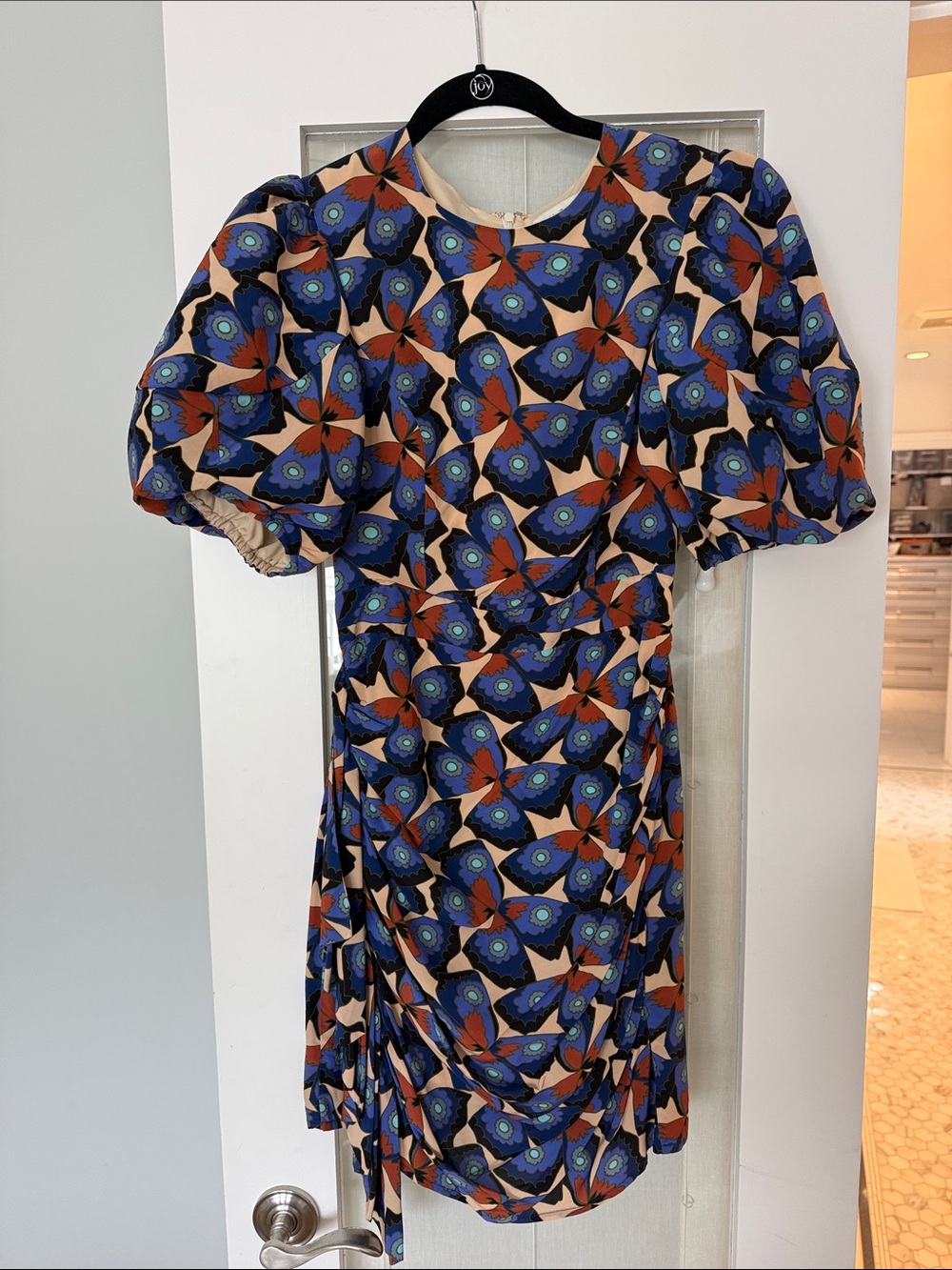 RHODE Blue and Rust Print Mini Dress